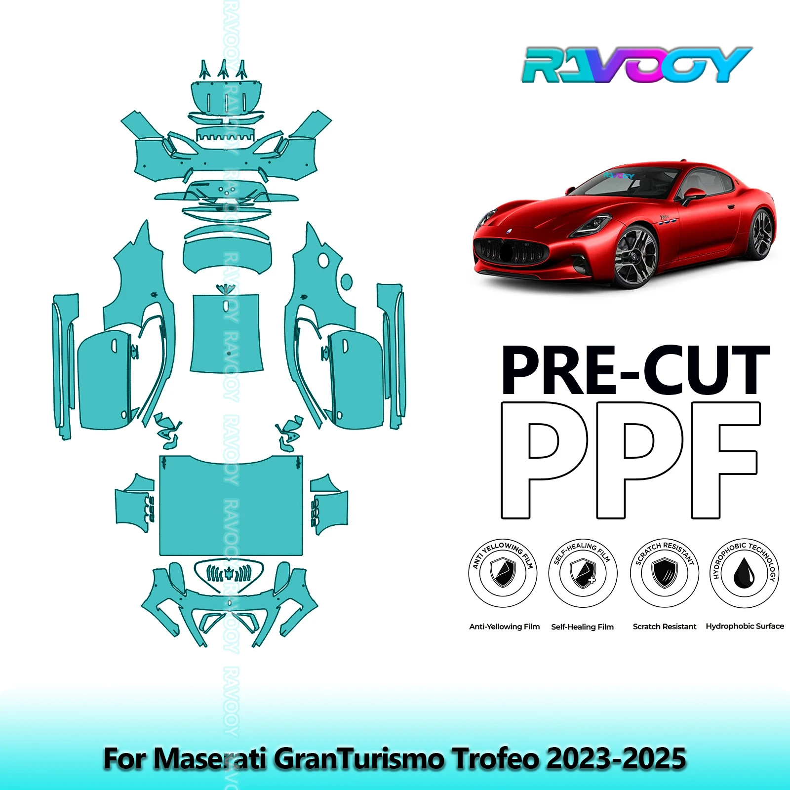 

8.5Mil Precut PPF Paint Protection Film Full Vehicle For Maserati GranTurismo Trofeo 2023-2025