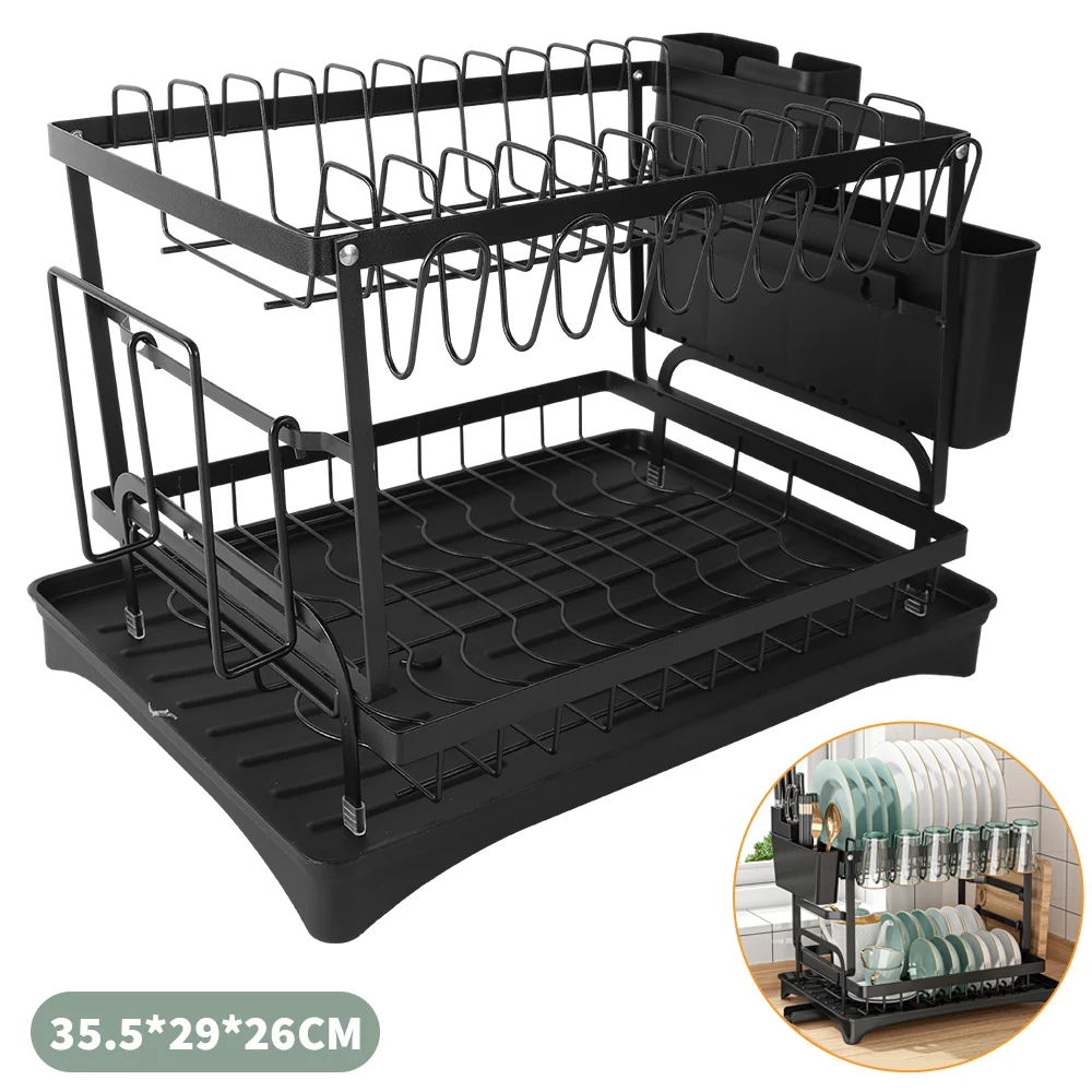 Image of Stendino per piatti da cucina, organizer per piatti a 2 livelli, scolapiatti per piatti, accessori da cucina cod004