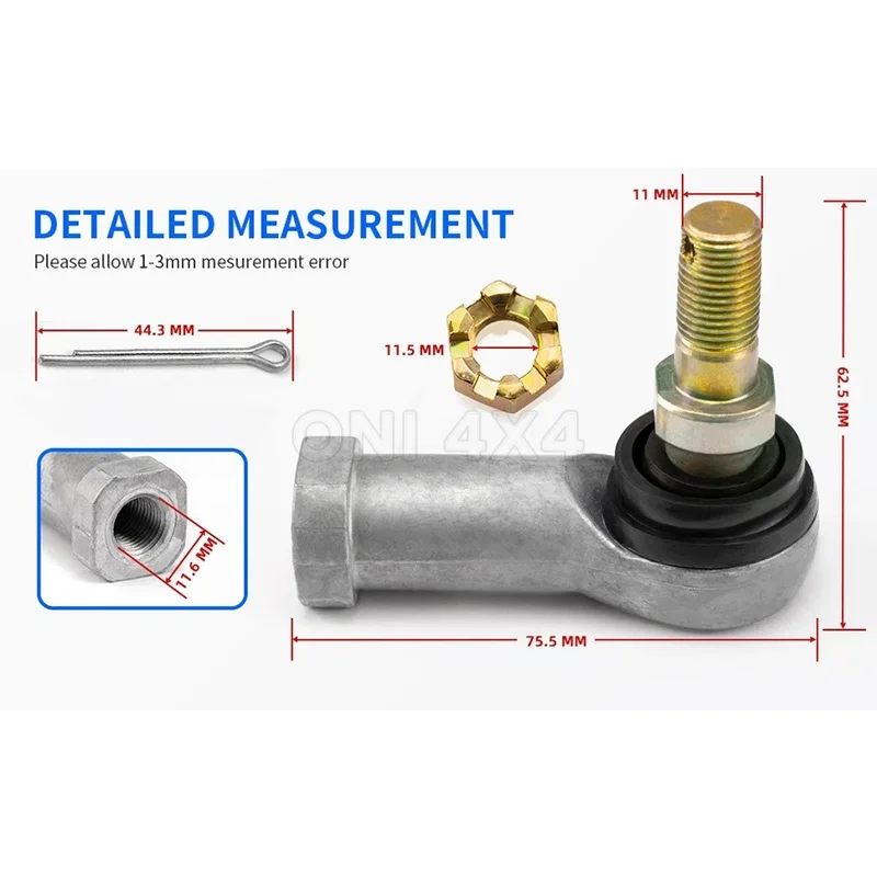 Two pairs of pull rod ends for Honda TRX200 TRX250 TRX300 TRX350 TRX400 TRX420 TRX450 TRX500 TRX520 TRX650 TRX680 FL400 FourTrax