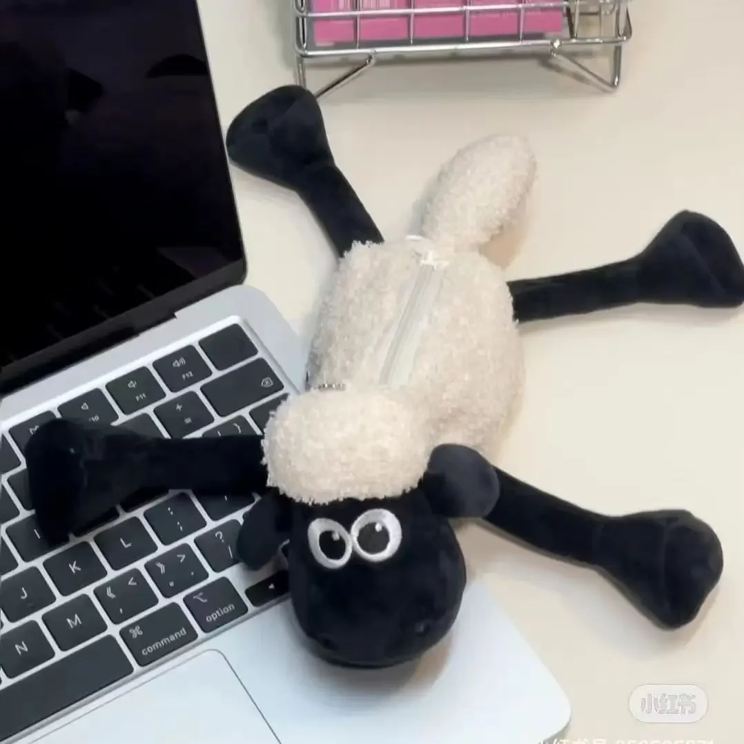 Borsa per penna Shaun di agnello carino in peluche, decorazioni, materiale scolastico, scatola per penne, scatola portaoggetti, ornamenti, piccoli