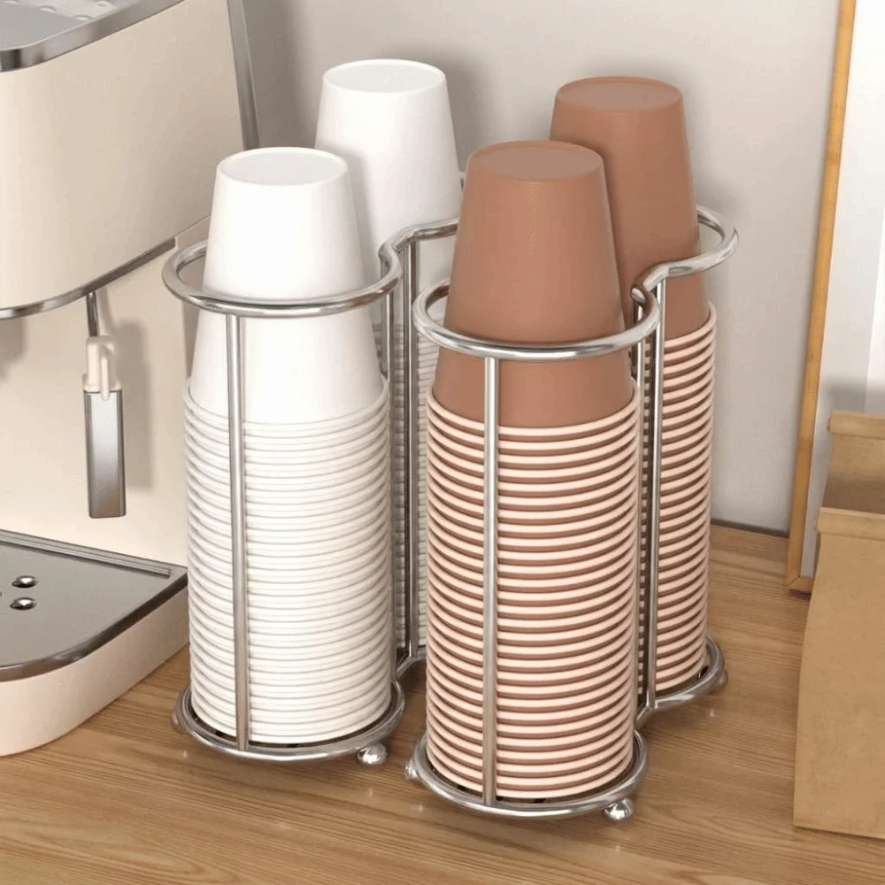 

Держатель для одноразовых стаканов из нержавеющей стали, устойчивый к ржавчине, экономит место, многофункциональный, простой органайзер для бумажных стаканов