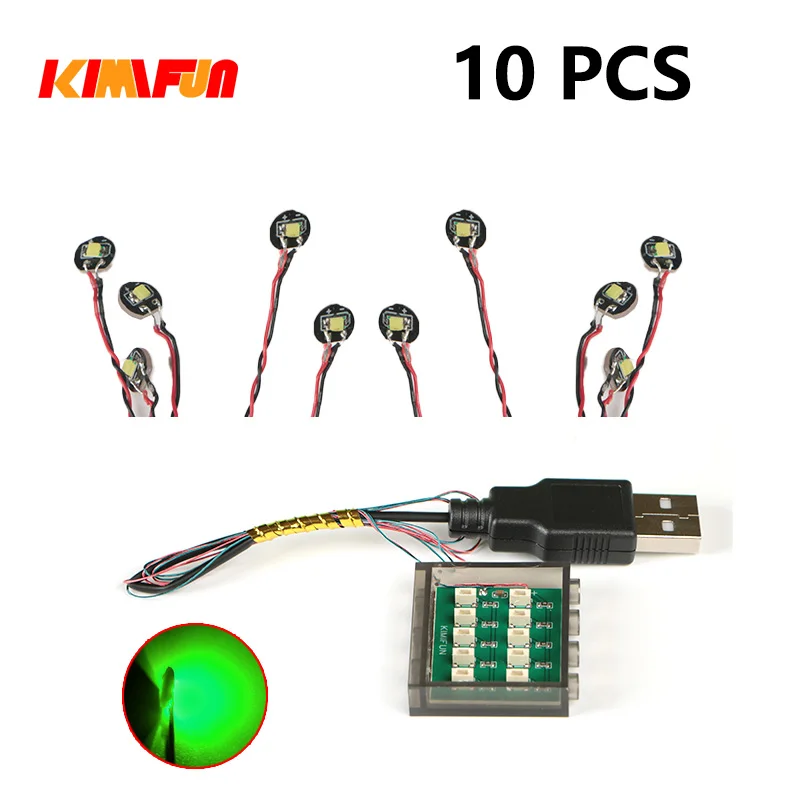 10 Stück 0,8mm Pin RGB LED für LEGO Bausteine USB-Lampe DIY Straßenbeleuchtung Stadt Elektrische Dekoration 1X1 Stein Kompatibel mit Allen Marken
