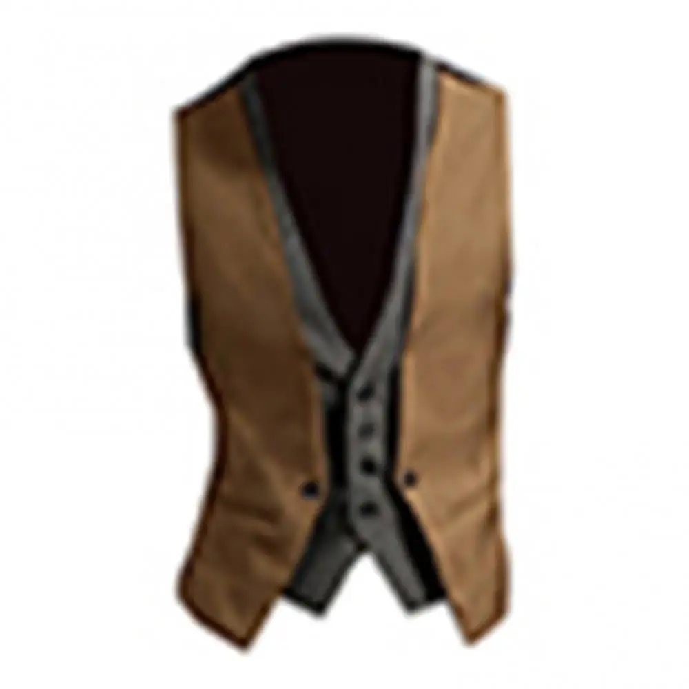 Men Fake Two-pieces V Neck Sleeveless Button Pocket Slim Fit Waistcoat Jacket Suits & Blazer Vests