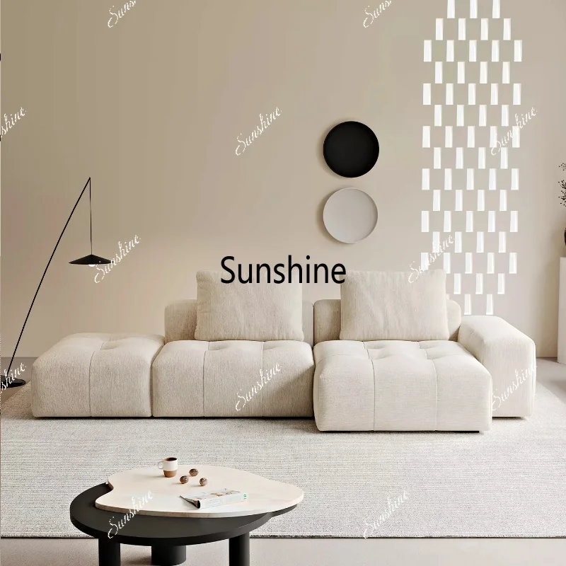 Fully detachable sofa with chenille cream-style single armrest, Imperial Concubine living room cotton-linen