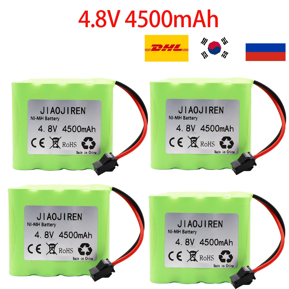 (SM Plug) 4.8v 4500mah NiMH Battery Charger Set For Rc toys Cars Tanks Robots Boats Guns Ni-MH AA 4.8v Rechargeable Battery Pack