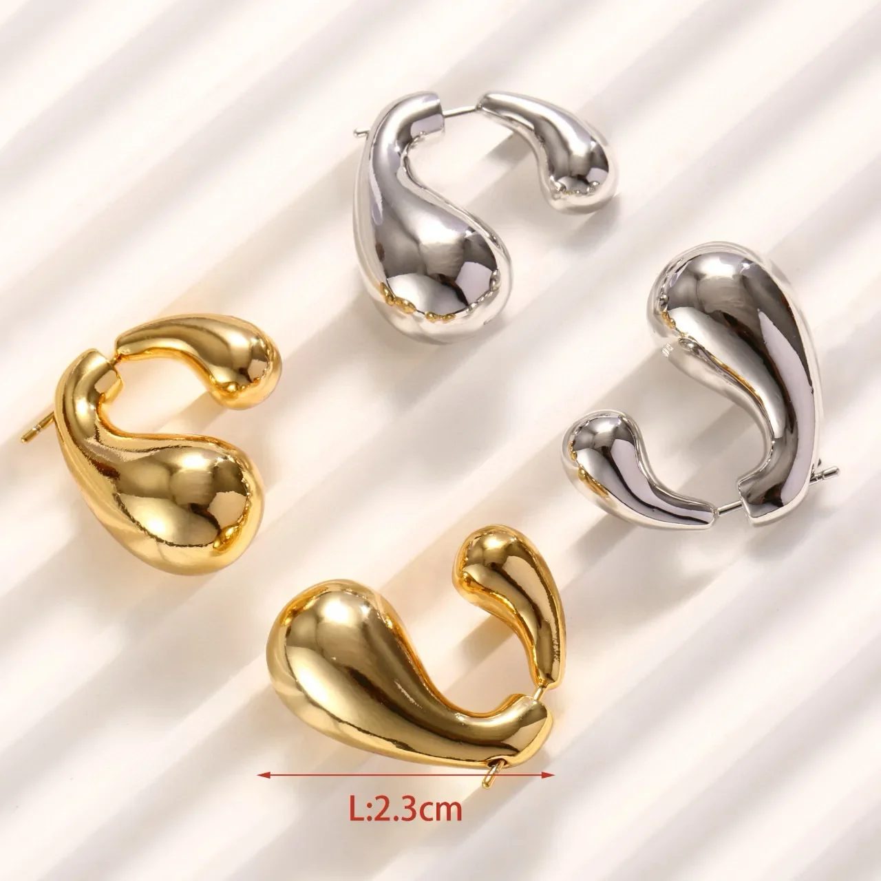 Hot Brand Fashion 3D Water Drop Earrings Gold Color Big Design Stud Earrings White Gold Customer Jewelry Fine Quality Jewelry