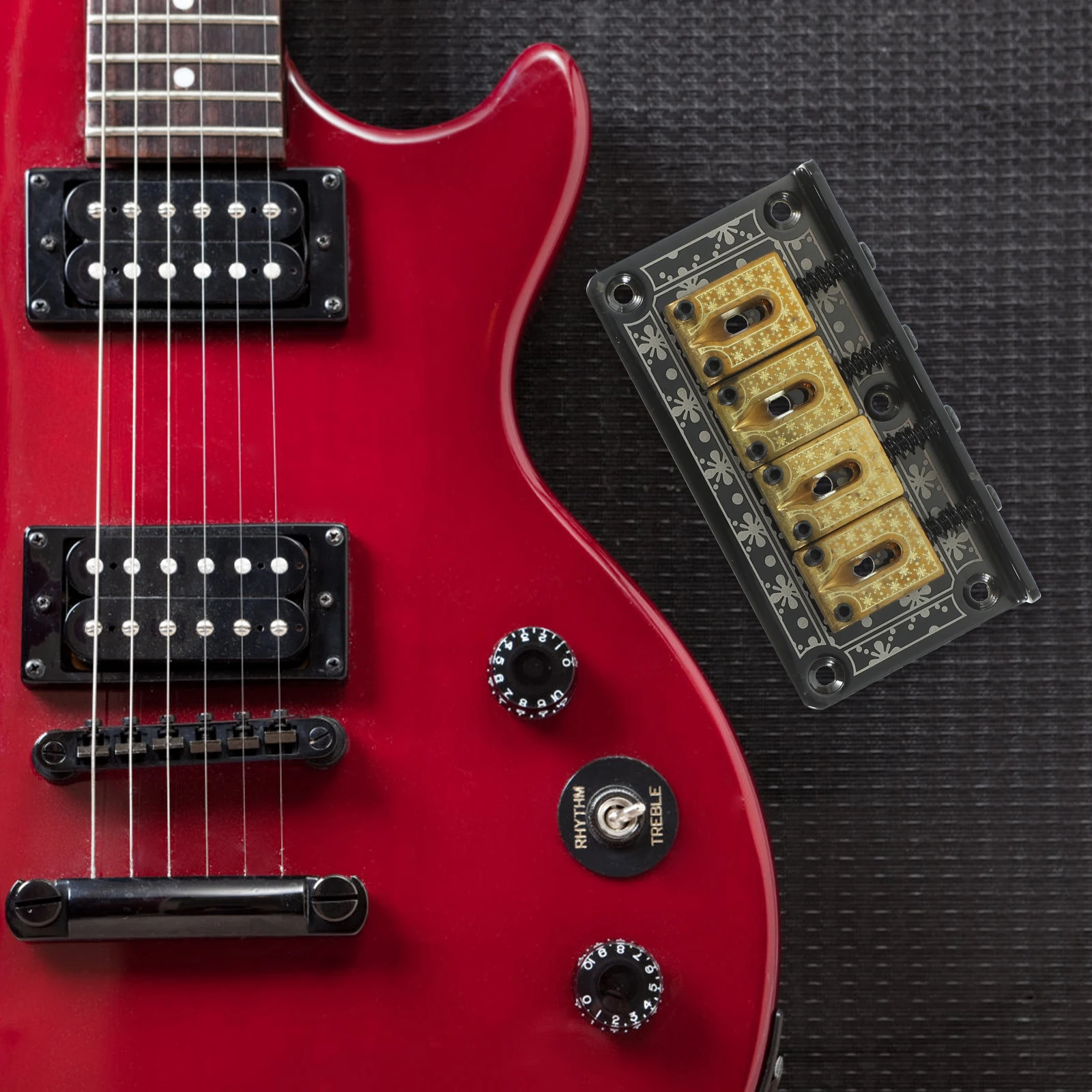 

4 String Ukulele Cigar Box Guitar Bridge Electric Tailpiece Hard Hardtail Fixed