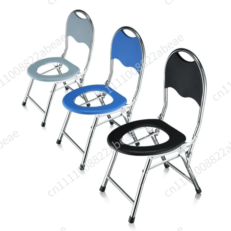 Portable Toilet Chair Folding Bathroom Stool Pregnant Woman Elderly Seat Stainless Steel Camping Chair Bathroom Furniture 1Pcs