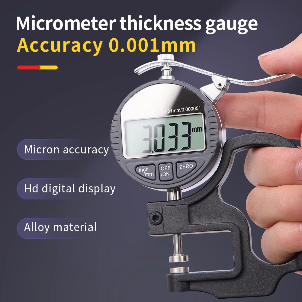 

Digital Micrometer Thickness Gauge Width Measuring Tool Electronic Thickness Meter Measure Thickness Of Paper Cloth Metal 0.01mm