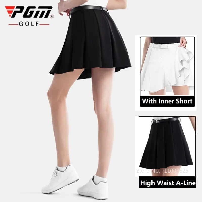 

Pgm New Summer Golf Skirts Women High Waist Pleated Skirt Female A-lined Mini Tennis Skorts Ladies Slim Outdoor Sports Golf Wear