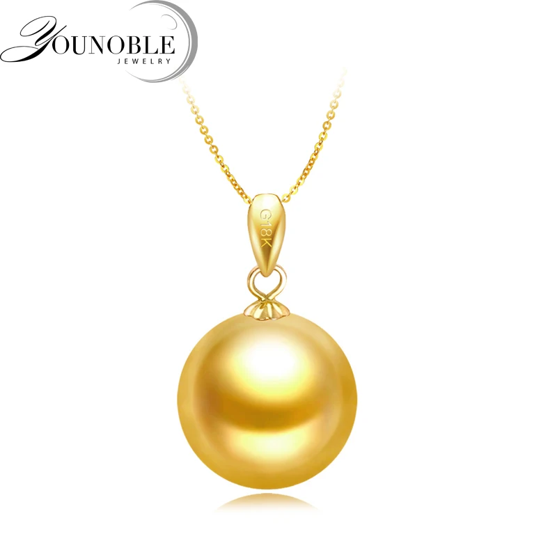 

Real Wedding 18K Gold Pearl Pendant,Natural South Sea Round Pearl Necklace 925 silver chain Women Wife Anniversary Gift