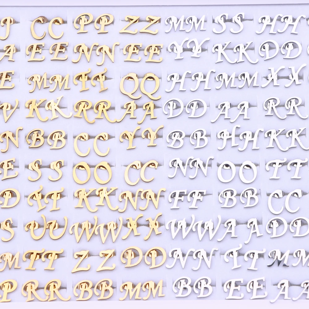 20Pairs/Lot Small Stainless Steel Letter Stud Earrings For Women Girls Piercing Ear Jewelry No Fade