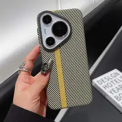 Luxury Carbon Fiber Liens Phone Case for Huawei Pura 70 Pro Ultra Anti-drop Aramid Fiber Texture Cover Support Magsafe Charging