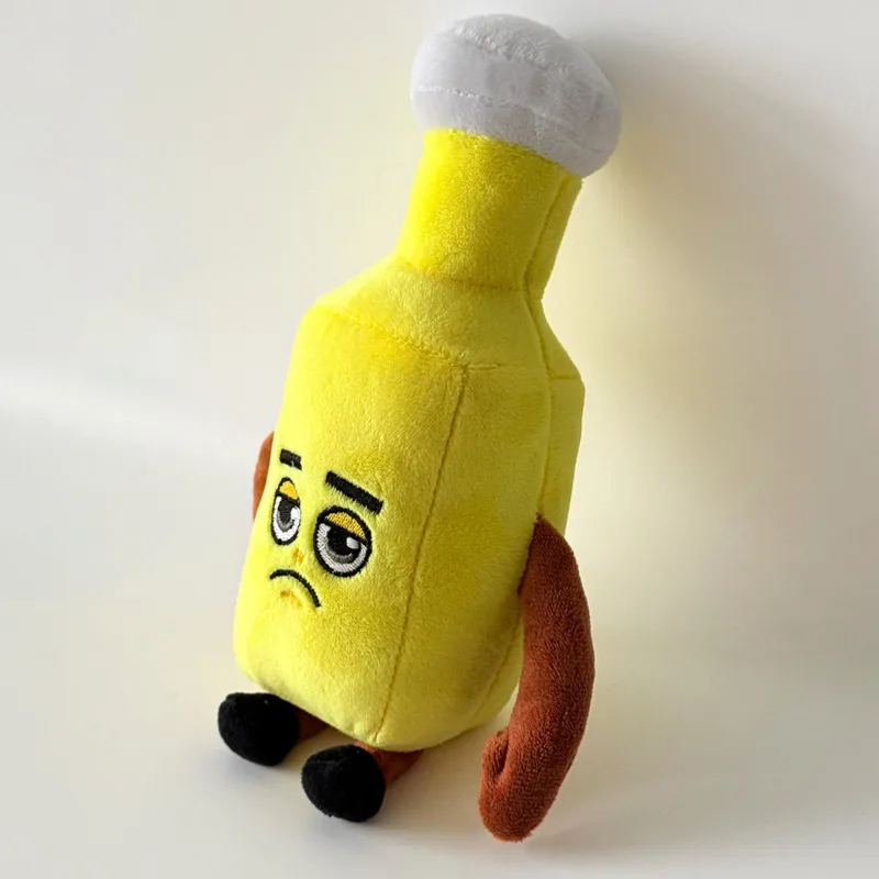 جديد سرقة الدماغ زجاجة النبيذ الأحمر أفخم 28 سنتيمتر مضحك الأصفر حزين التعبير زجاجة النبيذ محشوة دمية لعبة للطفل هدايا عيد الميلاد