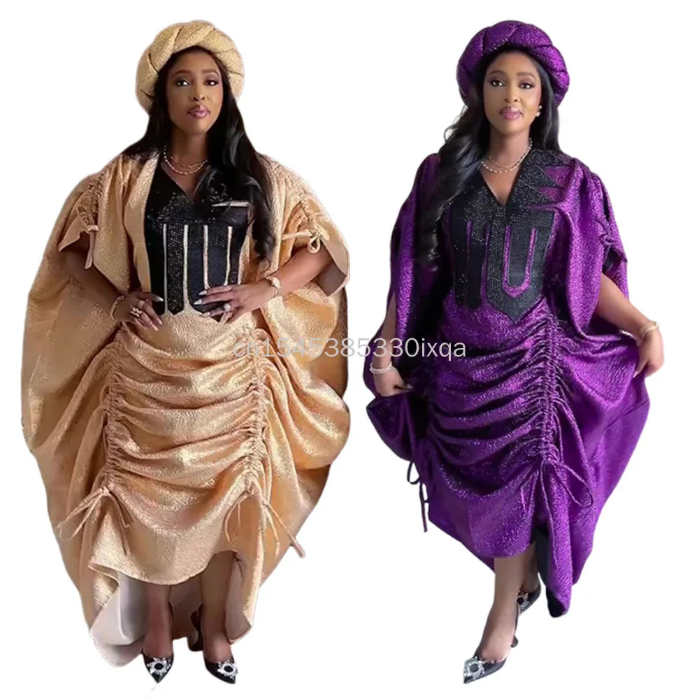 

Африканский женский свободный пуловер больших размеров, халат с вышивкой и бриллиантами на груди, вечернее платье