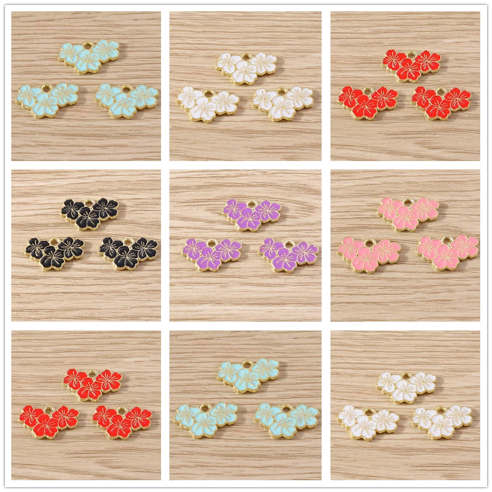 

Tusember 10Pcs Kawaii Cherry Blossom Charms Cute Enamel Sakura Flower Pendants For Earring Bracelet Necklace Jewelry DIY Craft