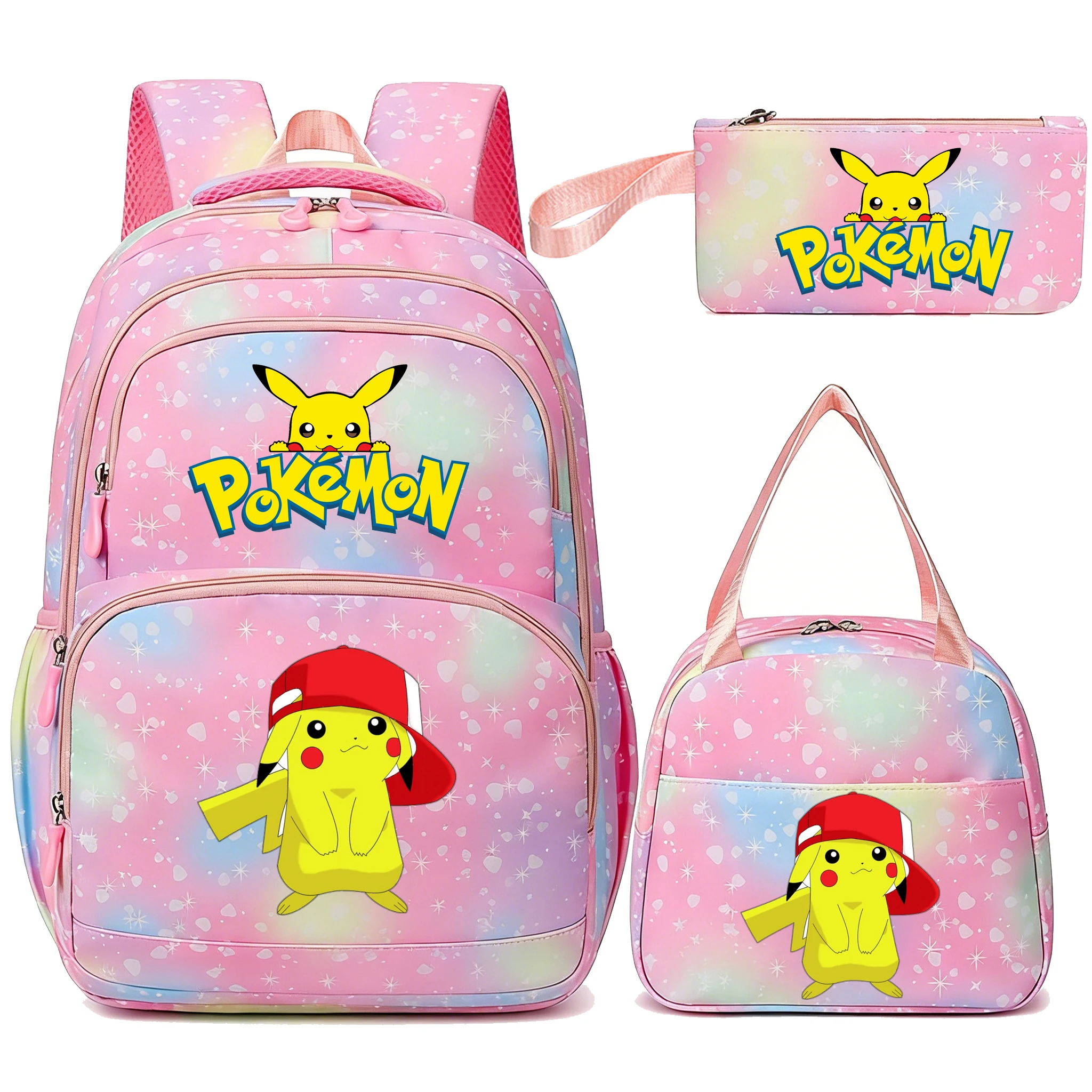 漫画ピカチュウバックパックポケモンゴーガールズボーイズグラデーションランプ容量ラップトップスクールバッグ学生ショルダーバッグ韓国モチラ