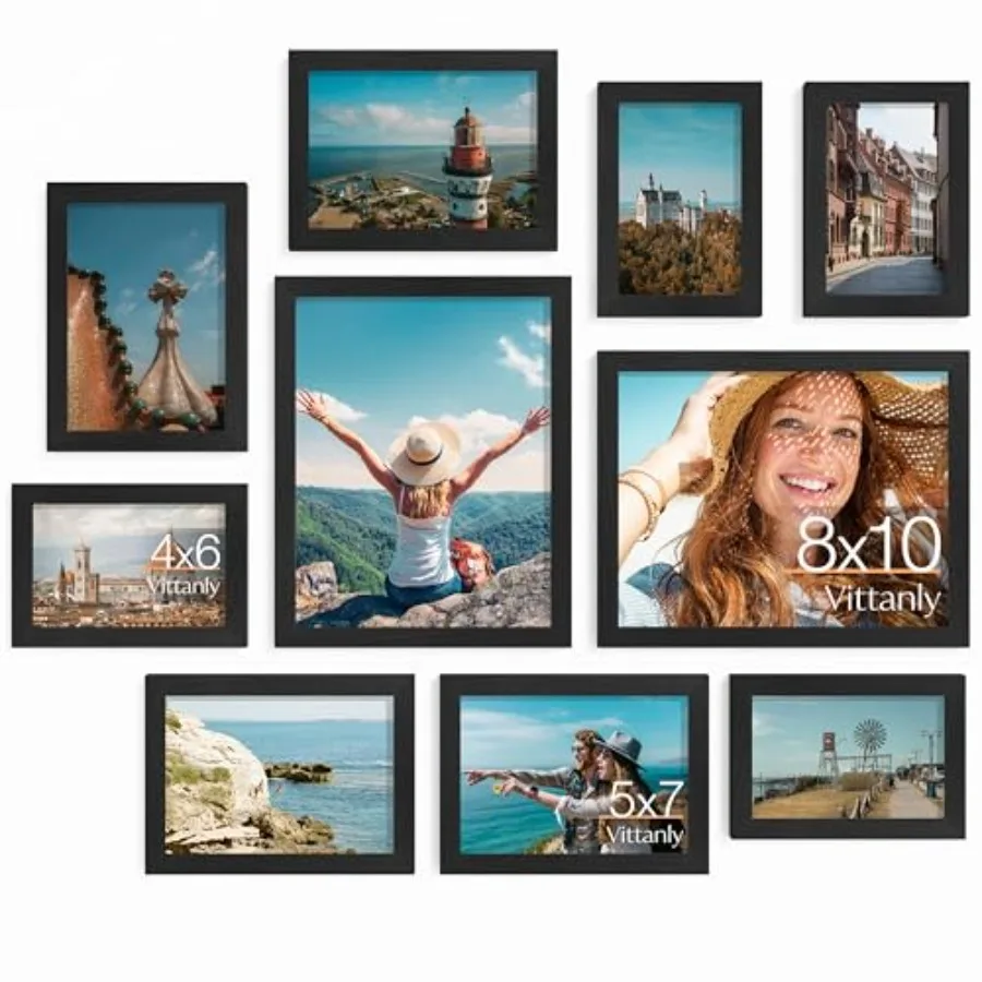

Picture Frames Collage Wall Decor Gallery Wall Frame Set for Wall or Tabletop Display Enginee Wood and Shatter-resistant Plexig