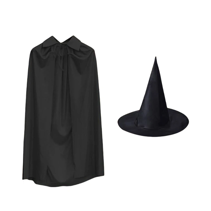 Halloween Witch Cape Costume with Witch Hat, Halloween Cloak Witch Cloak Costume Dropship