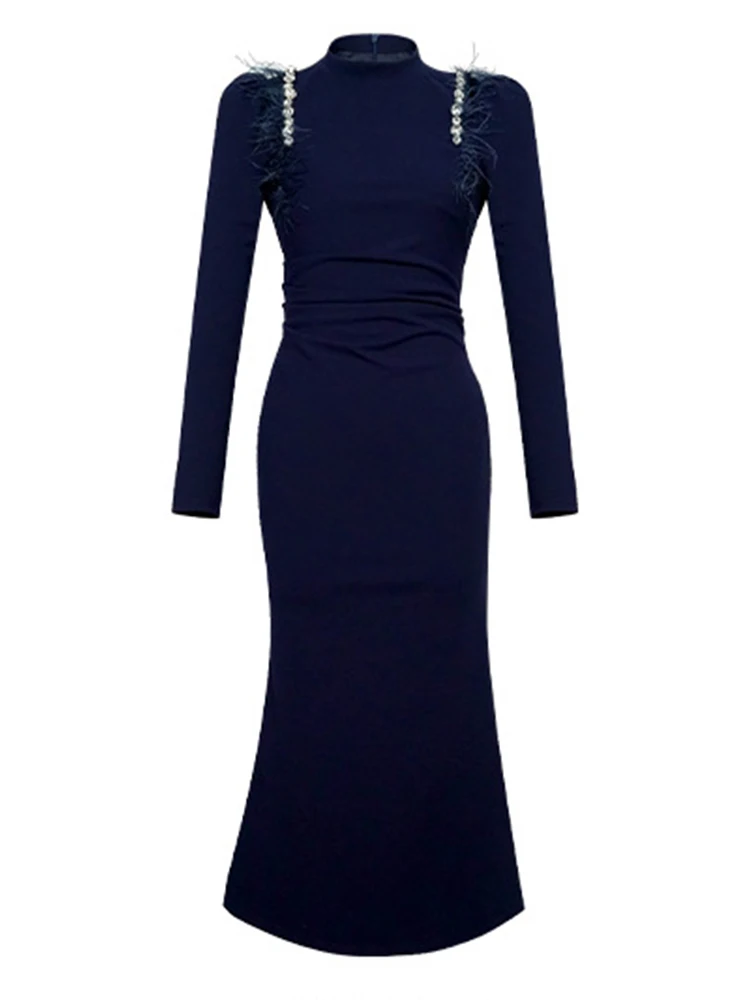 Mode robes de soirée élégantes pour les femmes Chic doux diamants bal queue de poisson Robe Femme bas Robe de base célébrité robes dame