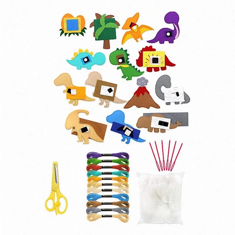 Animals Dinosaur Craft Kit Forest Creatures DIY Sewing Felt Plush Animals For Kids Beginners Educational Sewing Set Kids Art Toy