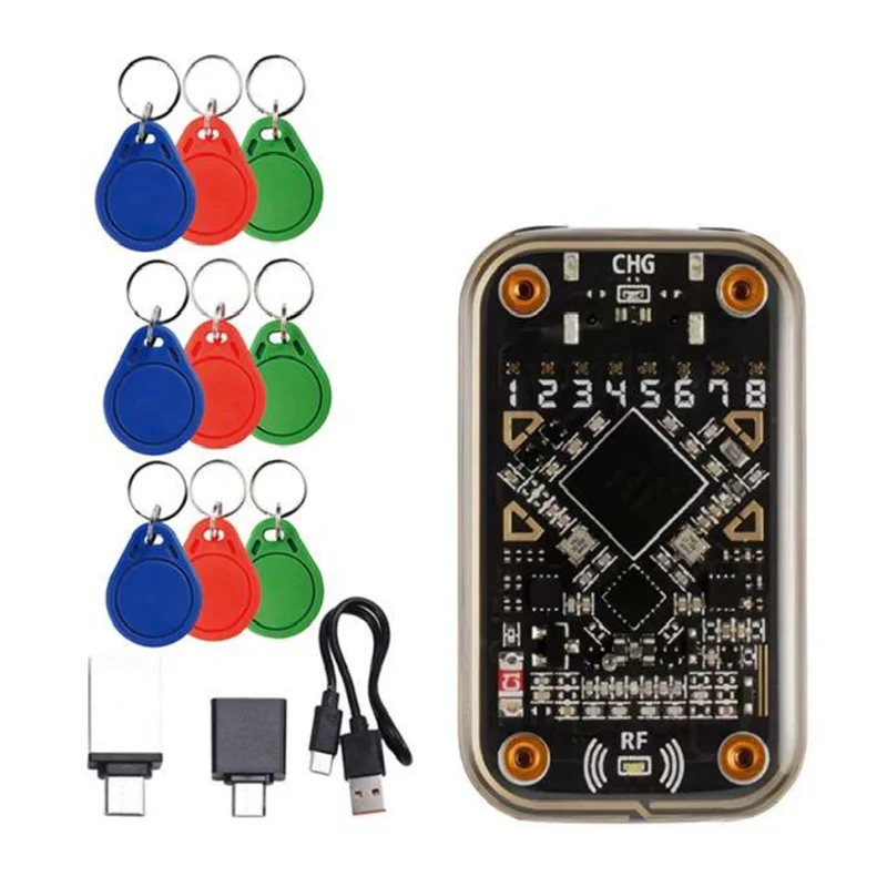 

AAAEL-Chameleon Ultra RFID Smart Chip Reader +9XCUID Keychain Contactless Smart Card Emulator 125Khz 13.56Mhz Decode