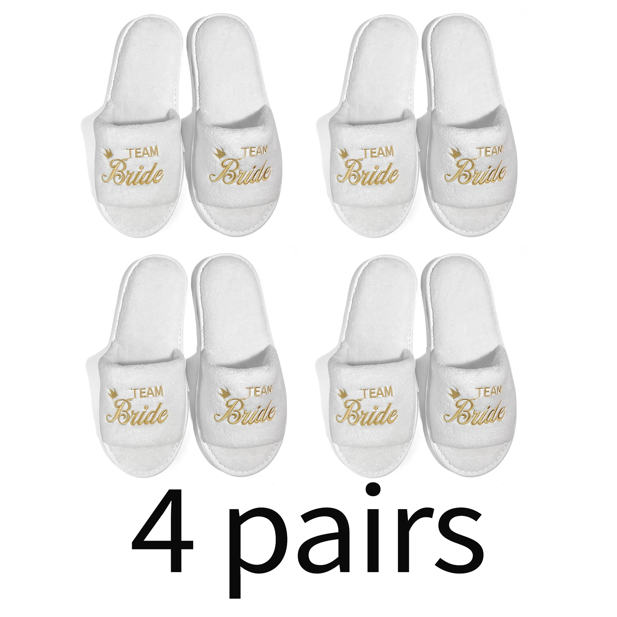 Braut und Brautjungfer, Hochzeit, Party, Gäste, Zuhause, Slip-On-Schuhe, Brautparty-Hausschuhe, offener Zehenbereich mit goldenem, mintgrünem und rosa – Detail 22