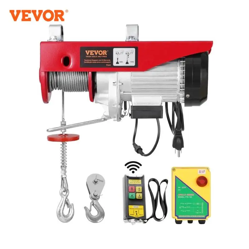 VEVOR 1760 lbs Electric Hoist Winch with 328 ft Wireless Remote Control 40 ft Lifting Height Emergency Stop for Garage Warehouse