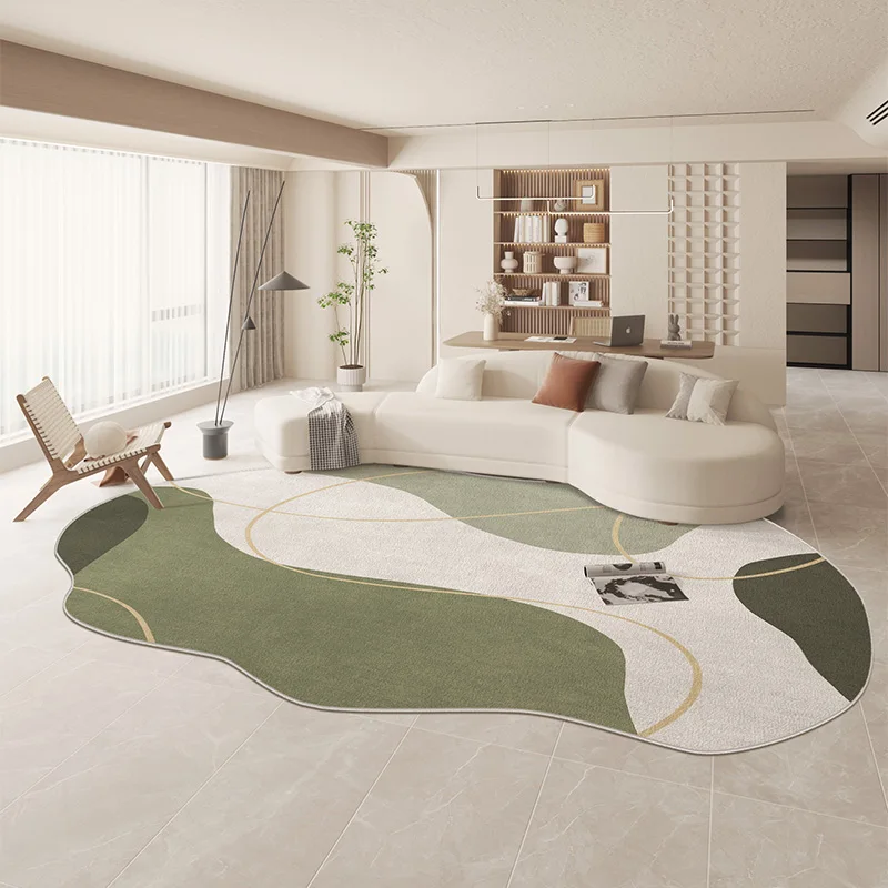 Modern Luxury Carpets for Living Room Fluffy Soft Green Plush Carpet Cream Style Bedroom Decor Irregular Rug Home Thickened Mat