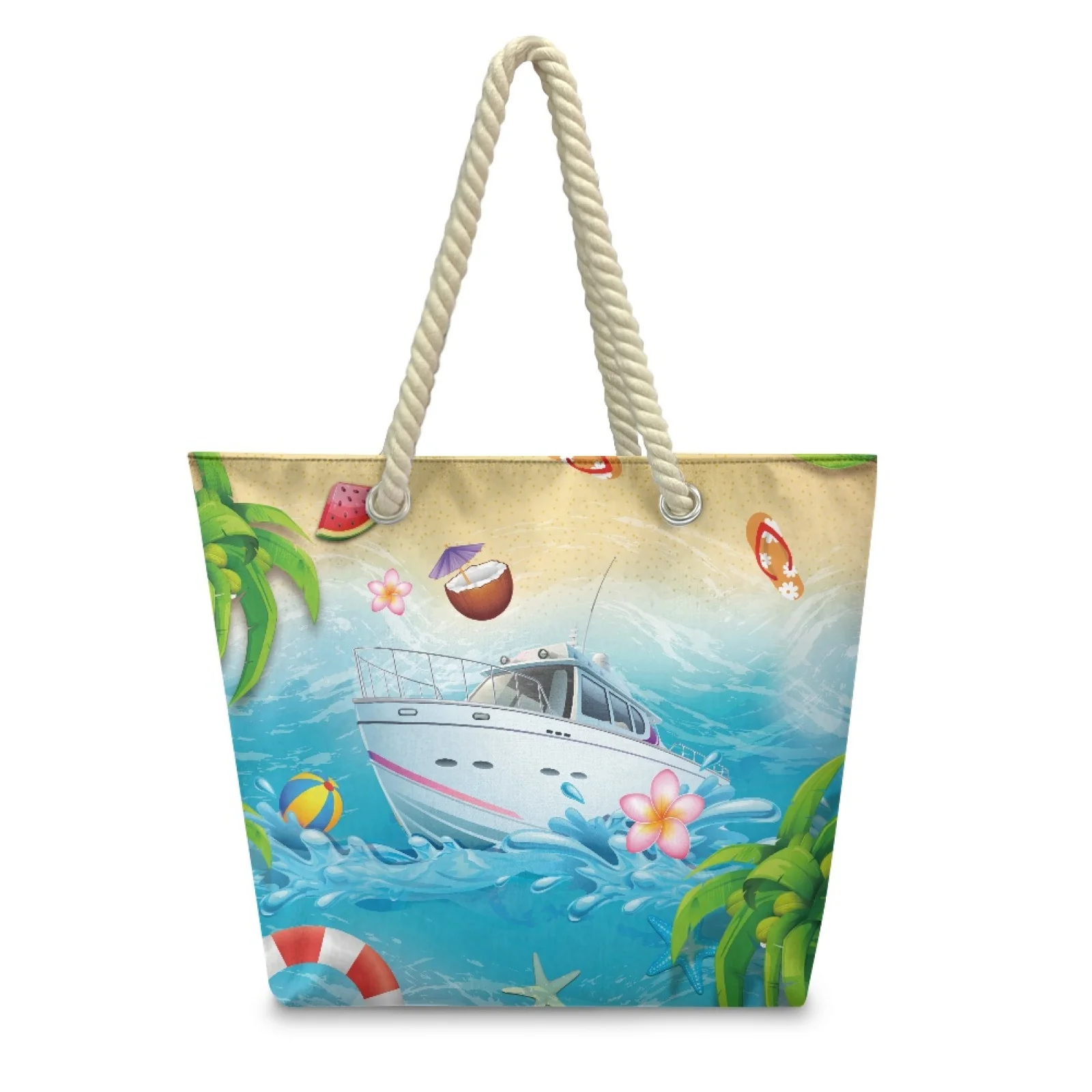 حقيبة كتف نسائية كاجوال من القماش من HYCOOL حقيبة يد كروس على طراز الشاطئ مطبوعة للسيدات #1