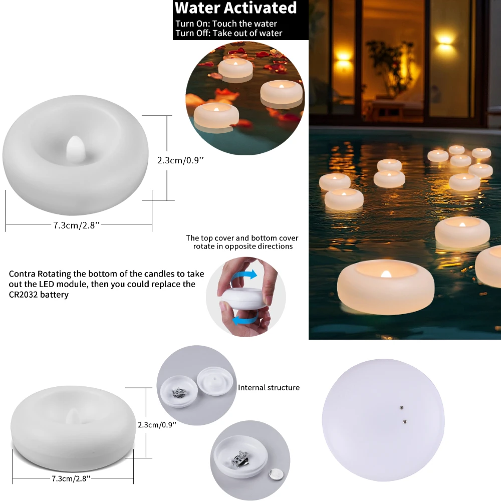 24/48 Stück flammenlose Votivkerzen, elektrisch, batteriebetrieben, LED-Teelichter, künstliche Kerze, warmweiß, für Hochzeitstisch, Weihnachten – Detail 15