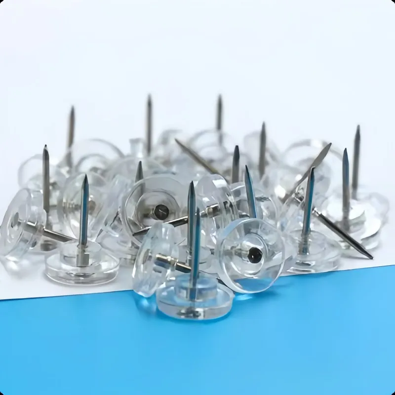 Transparent Board Pins 142 pcs, Reusable Wall Safe, Easy Push Sharp Pin, for School Notice Display, Multipurpose