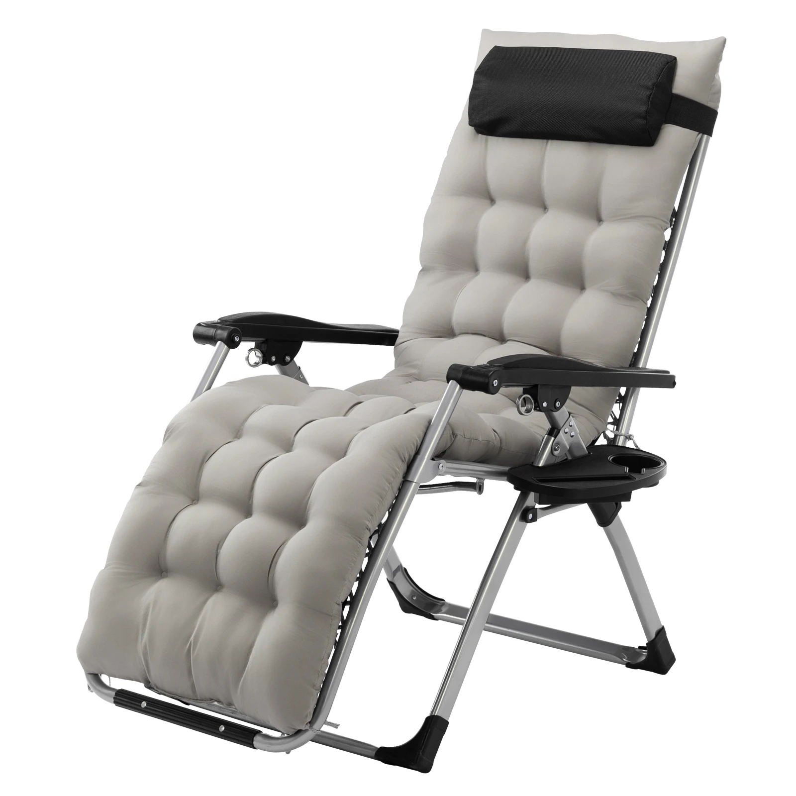 Infinity Zero Gravity Chair with Pad, Patio Chairs with Pillow and Utility Tray Adjustable Folding Recliner for Deck,Patio,Beach