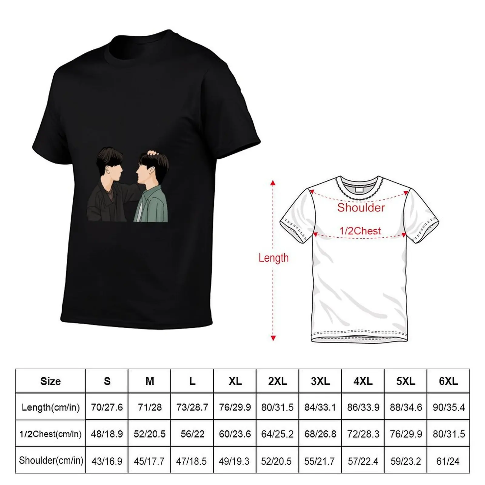 Yotha x Gun – Perfect 10 Liners PerthSanta Thai BL Fanart تي شيرت أسود صيفي علوي ملابس جمالية ملابس فاخرة للرجال