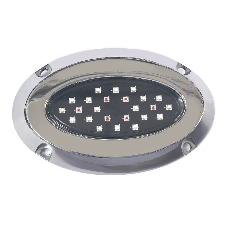 316 Stainless Steel Underwater LED Lights for Boat 12V Surface Mount Marine Led Waterproof Transom Dock Pool Lights 6000lm