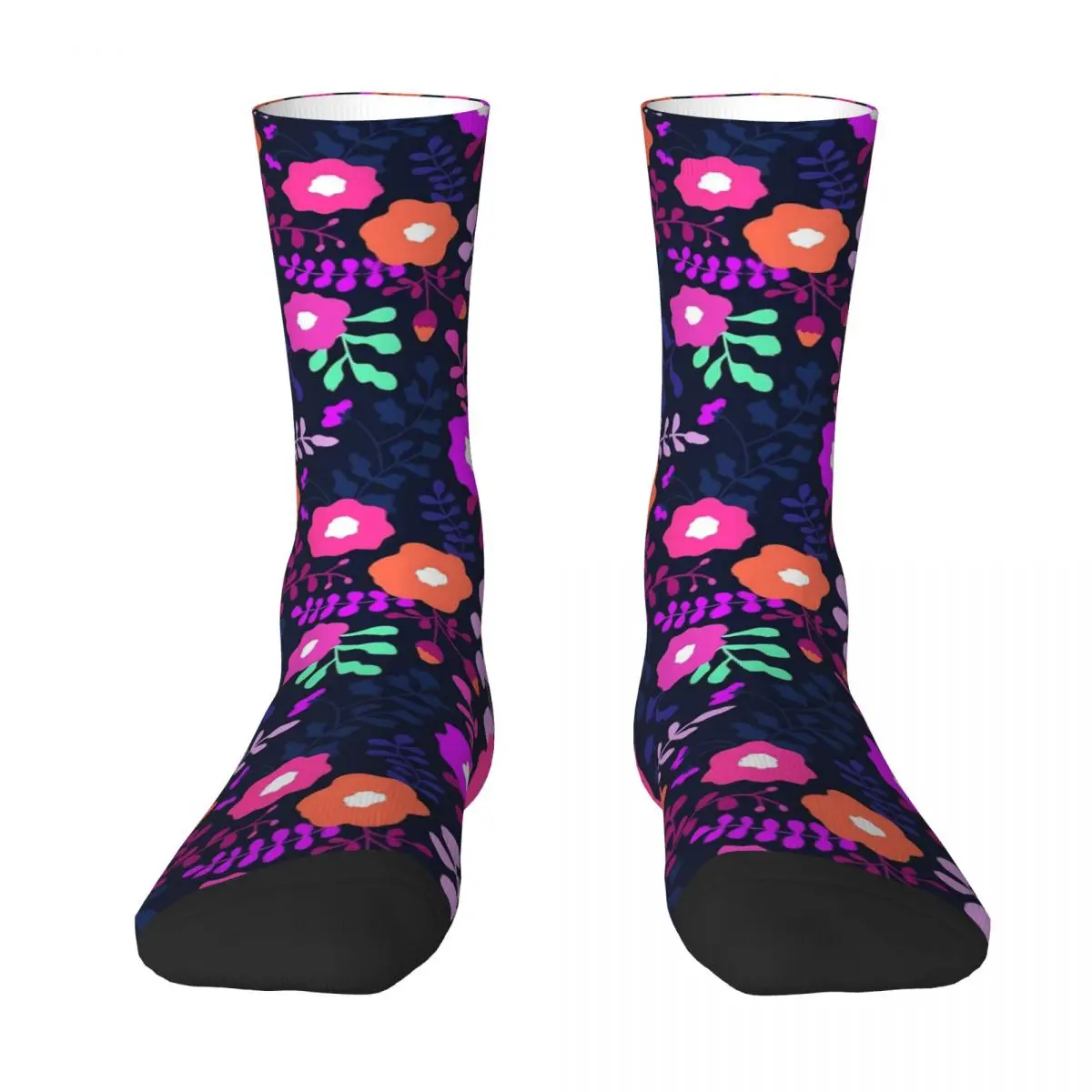 Purple Ditsy Floral Socks Flowers Print Modern Stockings Winter Non-Slip Girls Socks Warm Soft Custom Climbing Socks