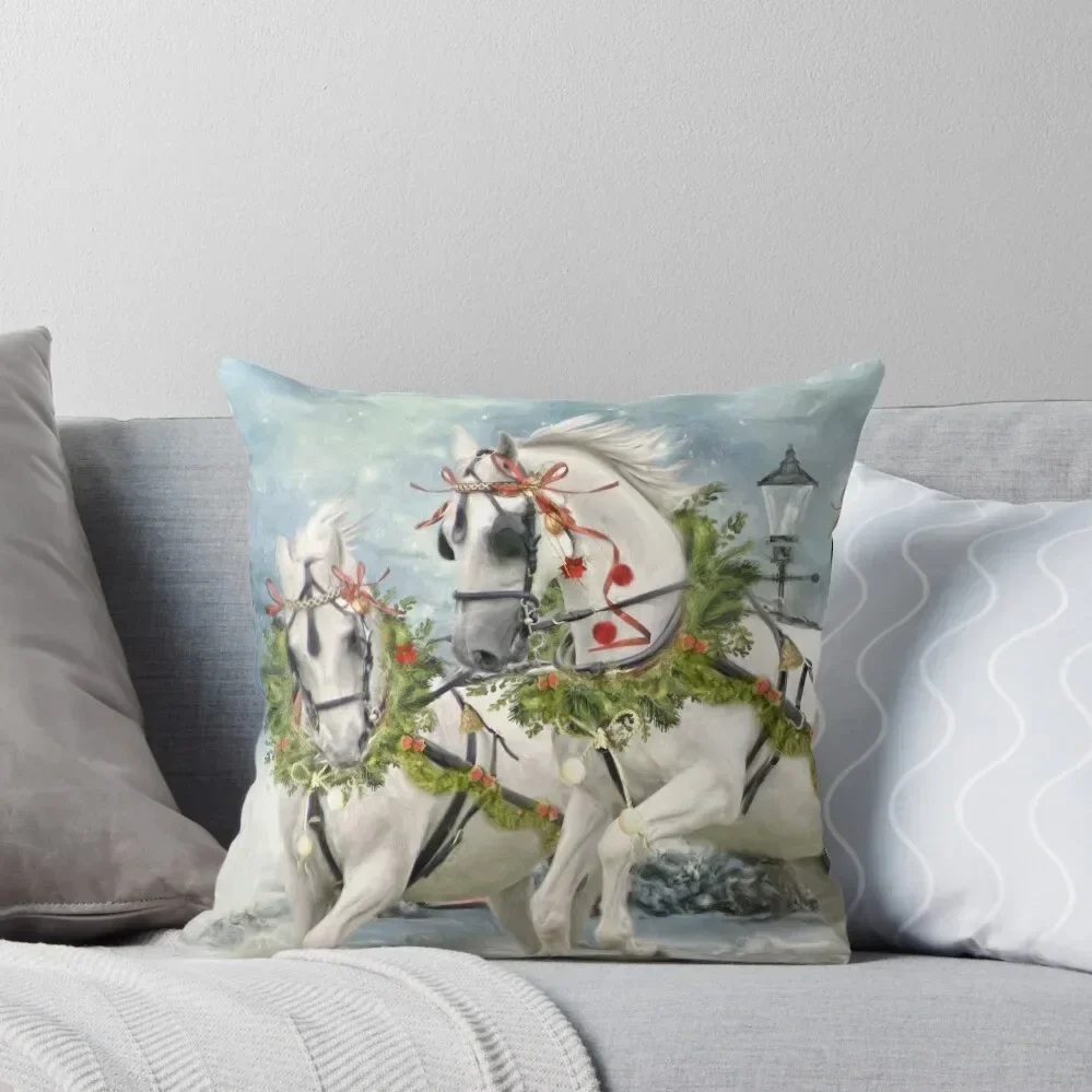 

Sleigh Ride In The Snow Throw Pillow sleeping pillows Plaid Sofa Covers For Sofas Cushion Child pillow