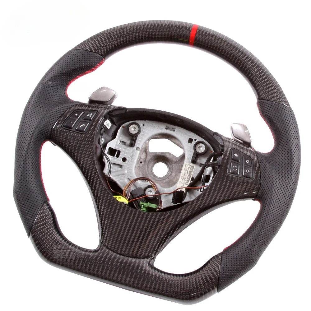 For BMW E90 E91 E92 E93 3 Series 2004-2013 Real Carbon Fiber Leather Steering Wheel