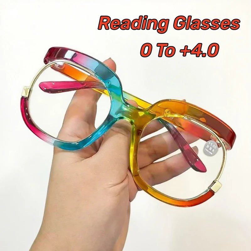

Women's INS Style Fashion Oversized Presbyopia Glasses Blue Light Blocking Reading Glasses Trendy Owl-Print Round Frame Goggles