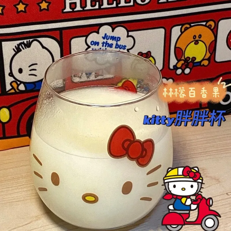 

Anime Hello Kitty Cinnamoroll Pochacco cartoon cute exquisite glass thickened large capacity cute milk juice cup wholesale