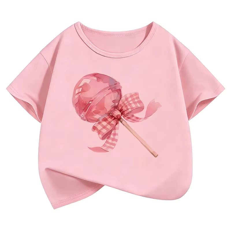Fashion Lollipop of Love Design T Shirts Y2k Kids Children's T-shirt Boys Girls Summer Spring Casual Top Tee