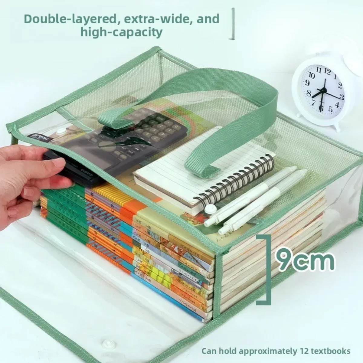 Dokumentenmappe mit dickem Griff, transparent, wasserdicht, langlebig, für Studenten, Nachhilfe, Papier, Hausaufgaben, Buch, Aufbewahrungstasche, Organizer-Tasche