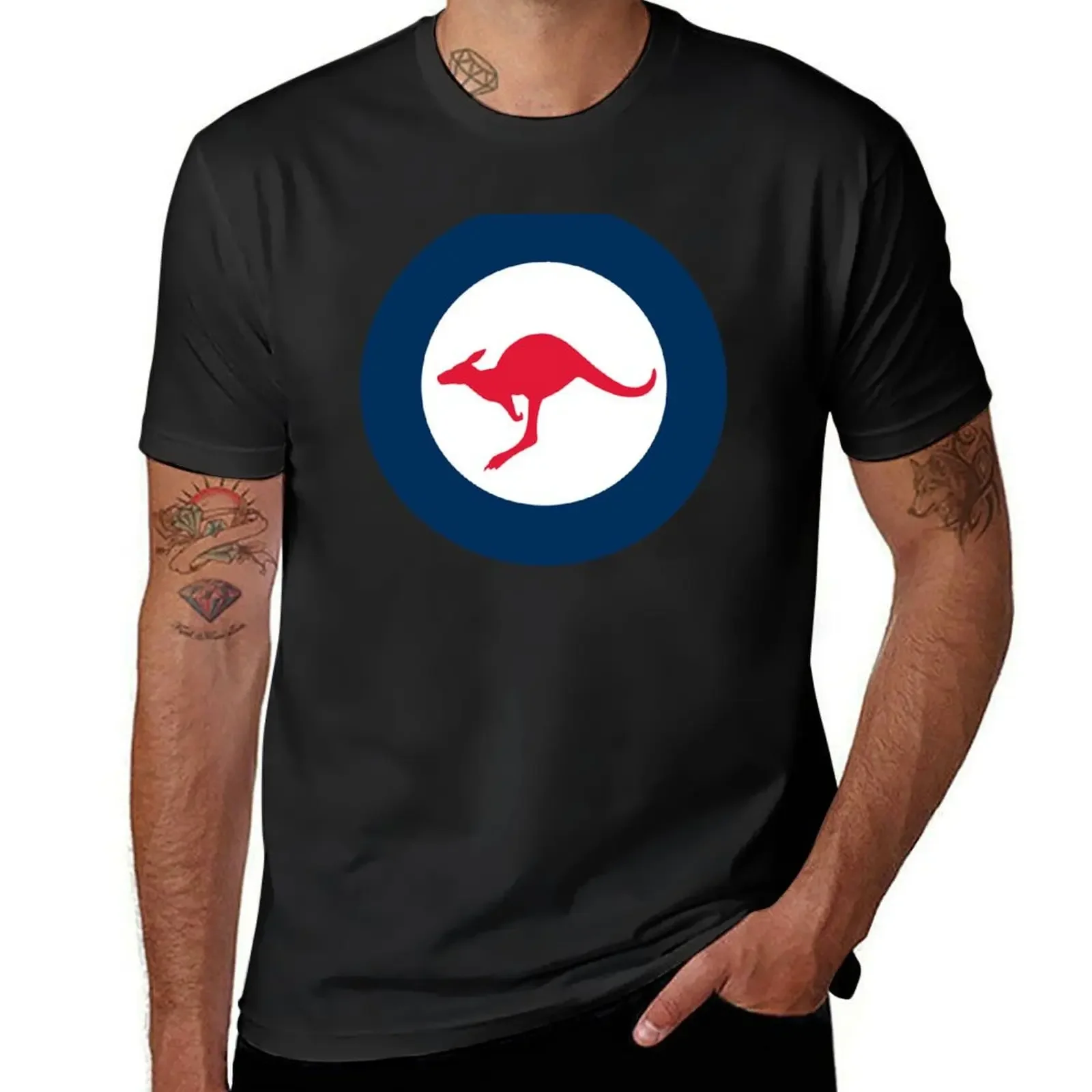 RAAF ROYAL AUSTRALIA AIR FORCE ROUNDEL RONDEL KANGAROO T-Shirt baggy shirts tee shirts for men