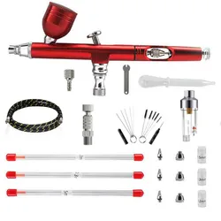 Airbrush Kit Double Action 0,3mm Düsenn Mit Spray Nadel Luft Schlauch Reinigung Werkzeug für Make-Up Nagel Tattoo Kuchen Dekorieren modell