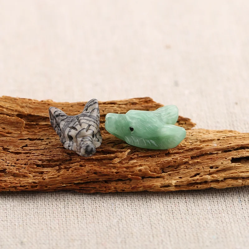 B&F Handmade Green Aventurine＆black-veined  Pendants, Genuine Natural stones beads, Unique Stones for jewelry & DIY Earring Bea