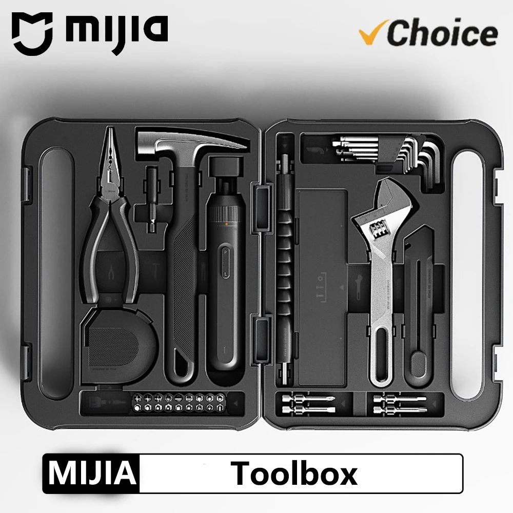 Original MIJIA Electric Tool Set Portable Screwdriver Household Hand Tool Kit with Good Quality Plastic Toolbox Storage Case CN-