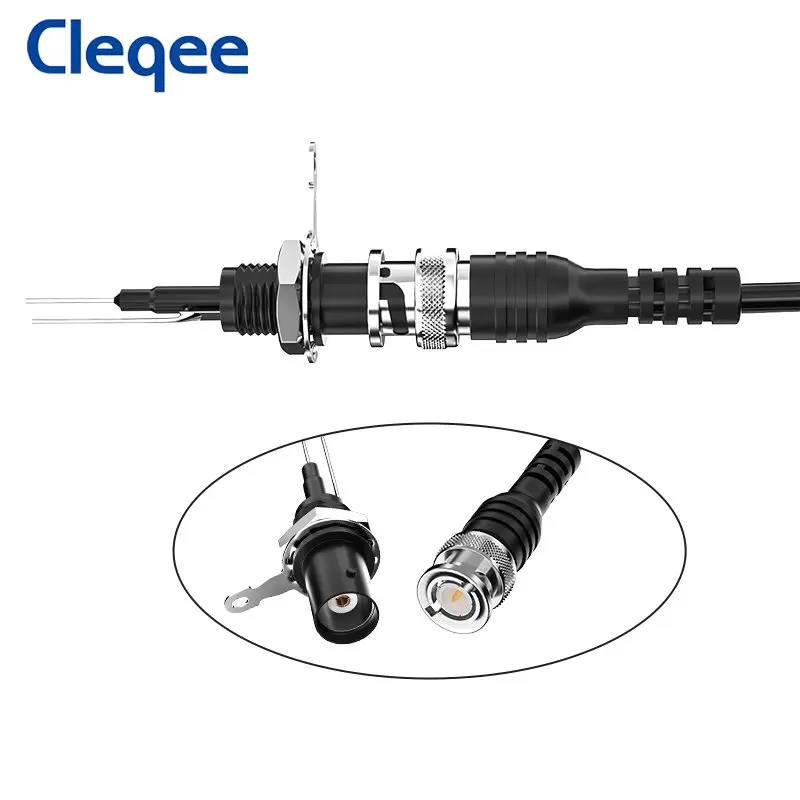 Cleqee p7002s 10 pçs 50ky bnc conector fêmea de segurança para instalação do painel instrumento alta qualidade diy acessórios