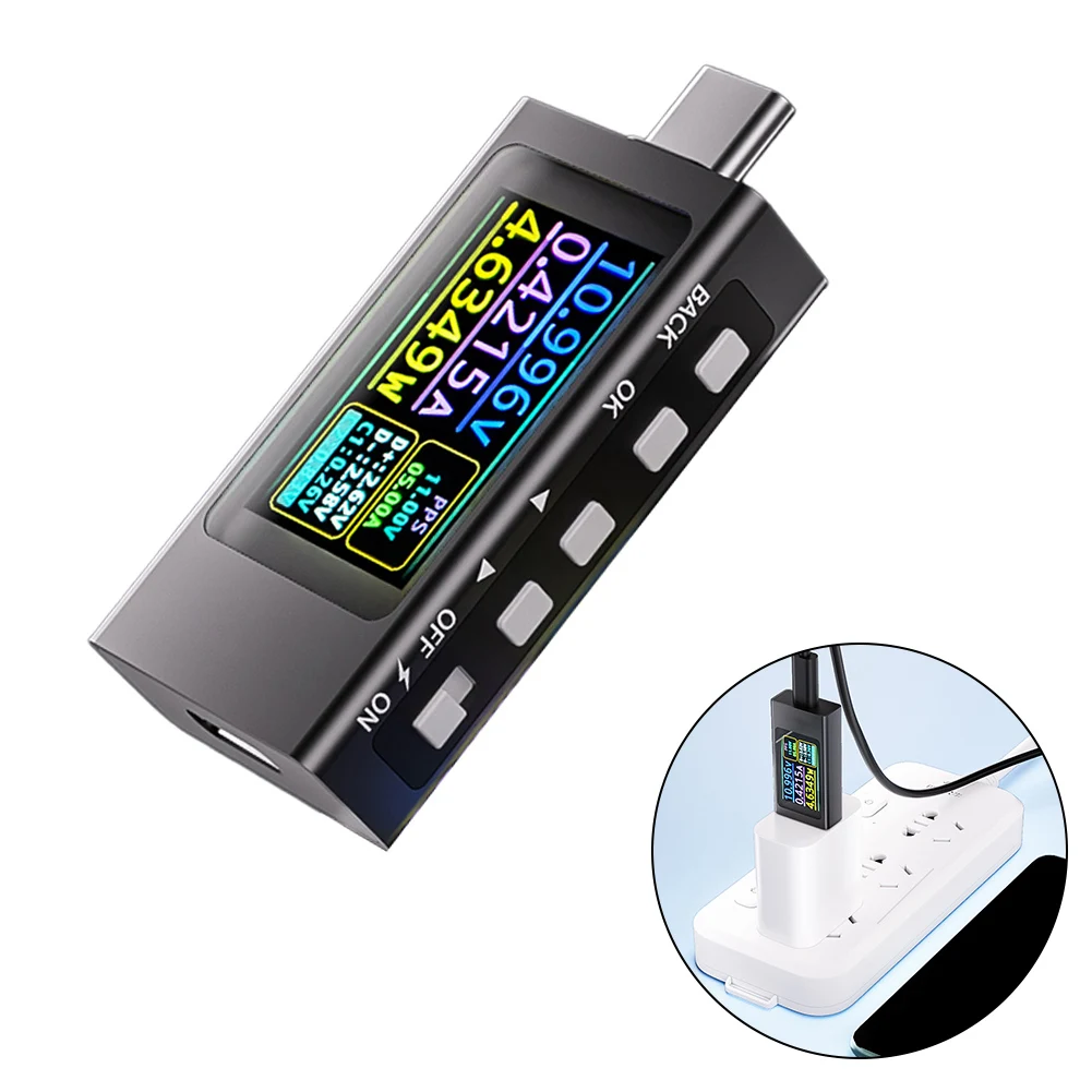 Ripple Tester USB Tester 54.96*24.45*11.15mm Automatic Protocol Testing Device Voltmeter Temperature 0 99 Metal Shell