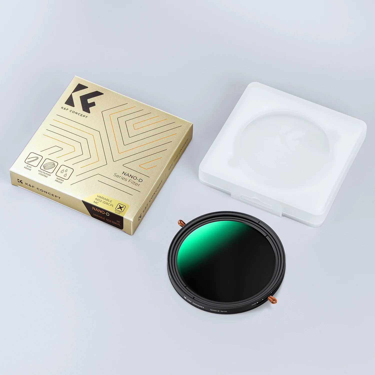 K&F Concept متغير ND2-ND32 CPL 2In 1 Filter (Nano-D) طلاءات مقاومة للماء والغبار لعدسة الكاميرا 49/52/58/62/67/72/77/82 مم