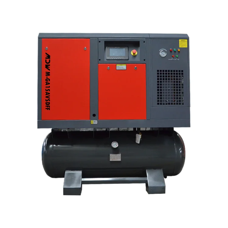 High Efficiency Stationary 15KW 20HP 8 Bar Air-Cooled Oil-less Lubrication Screw Compressor with Motor & PLC for Spray Gun Use